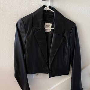 Abercrombie & Fitch Black Vegan Leather Blazer Jacket